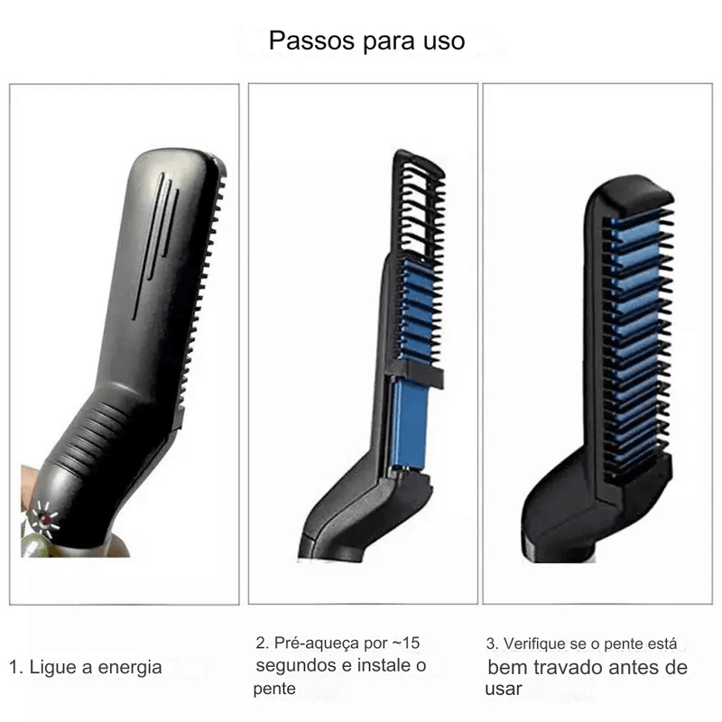 Pente Elétrico Masculino para Cabelo e Barba